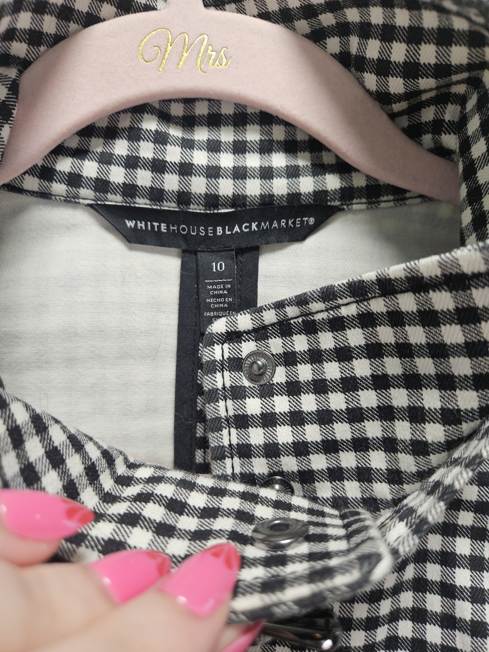 White House Black Market Gingham Zip Moto Jacket - Picture 5 of 7